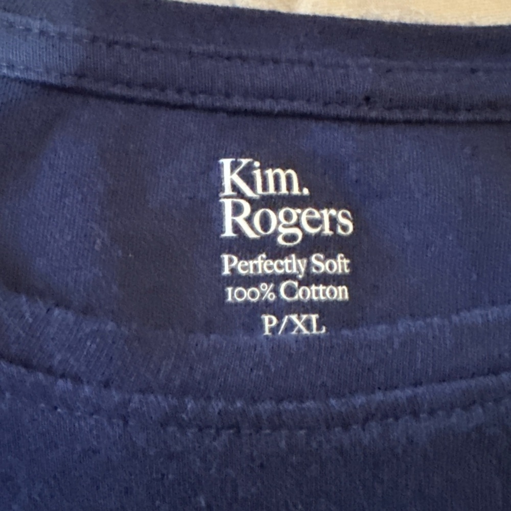 Kim Rogers Navy Blue Pumpkin Petite 3/4 Sleeve Crew Neck Graphic blouse (4036) - Picture 5 of 8